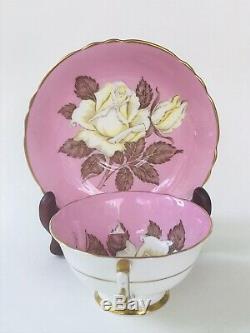 1940s Pink Paragon Huge White Cabbage Rose teacup A277 Beautiful