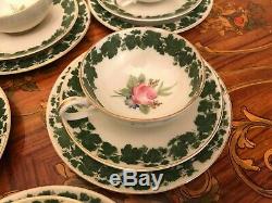 1950's Vintage 9 cups saucer Cake Plate W. J Schmidt Porcelain Handpaint Tea Set