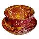 19 C Antique Staffordshire China Pink Oil Spot Luster Tea Bowl & Saucer Staples