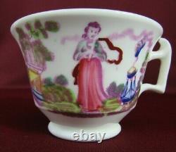 19c Faith Hope & Charity Hand Painted Lustre Tea Cup/Saucer & Plate Antique