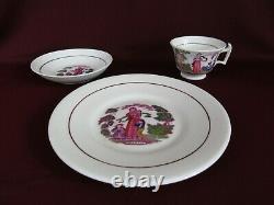 19c Faith Hope & Charity Hand Painted Lustre Tea Cup/Saucer & Plate Antique