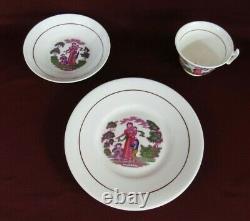 19c Faith Hope & Charity Hand Painted Lustre Tea Cup/Saucer & Plate Antique