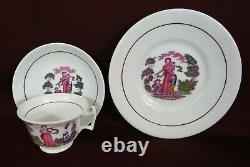 19c Faith Hope & Charity Hand Painted Lustre Tea Cup/Saucer & Plate Antique