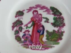 19c Faith Hope & Charity Hand Painted Lustre Tea Cup/Saucer & Plate Antique