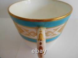 19th Century Antique Minton Celeste Blue Enamelled Tea Cup And Saucer