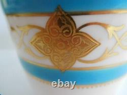 19th Century Antique Minton Celeste Blue Enamelled Tea Cup And Saucer