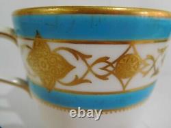 19th Century Antique Minton Celeste Blue Enamelled Tea Cup And Saucer