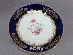 19th Century British Hand Painted Floral Cobalt & Gold Tea Cup & Saucer B