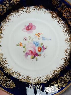 19th Century British Hand Painted Floral Cobalt & Gold Tea Cup & Saucer B