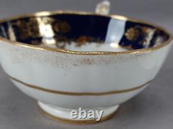 19th Century British Hand Painted Floral Cobalt & Gold Tea Cup & Saucer B