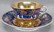19th Century Russian Safronov Hand Painted Floral Cobalt Gold Tea Cup & Saucer F
