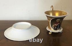 19th c. Antique French Empire Old Paris Porcelain Tea Cup & Saucer King Portrait