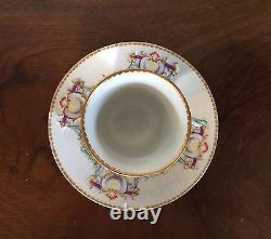 19th c. Antique Italian Naples Capodimonte Porcelain Tea Cup & Saucer Cherub