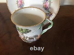 19th c. Antique Italian Naples Capodimonte Porcelain Tea Cup & Saucer Cherub