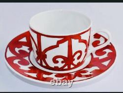 1 HERMES Balcon du Guadalquivir Red Large Breakfast CUP Tea Coffee Cup & Saucer