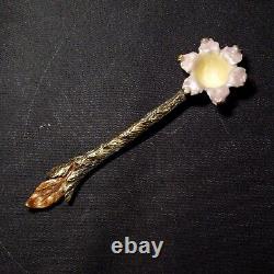 1 (One) NIKKI by NICHOLE LEE Hand Enameled Bronze Flower Tea Cup, Saucer & Spoon