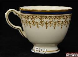 20 Piece Delphine Tea Cup & Saucer Set Cobalt & Gold Ornate Pattern Vintage