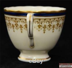 20 Piece Delphine Tea Cup & Saucer Set Cobalt & Gold Ornate Pattern Vintage