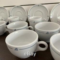 21 Pc Alitalia Italian Airline Porcelain Demitasse Tea Cups Saucers Vintage Logo