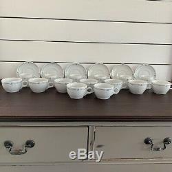 21 Pc Alitalia Italian Airline Porcelain Demitasse Tea Cups Saucers Vintage Logo