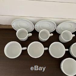 21 Pc Alitalia Italian Airline Porcelain Demitasse Tea Cups Saucers Vintage Logo