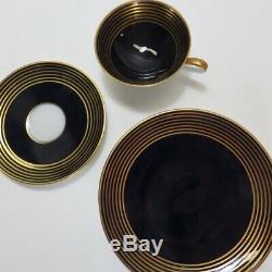 24 Pc Hutschenreuther Hohenberg Cobalt Blue Gold Tea Cup Saucer Set 1814 Germany