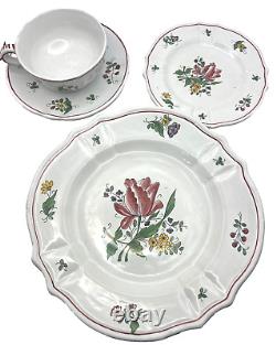 28 Piece Perugia Italy Flower 58 Set of 7 of 4 Dinner Plate Tea Cup Saucer Bread