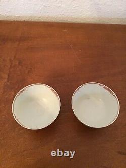 2 Antique Cups Floral Decorations Early 1800's Chinese Export New Hall