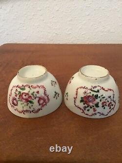 2 Antique Cups Floral Decorations Early 1800's Chinese Export New Hall