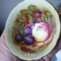 2 Aynsley Cups Saucers Orchard Fruit England Teacups D Jones Turquoise Cranberry