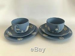 2 Blue Wedgwood jasperware Tea Cup/Saucer/ Side plate in excellent condition