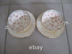 2 Paragon FORTUNE TELLING Tea Cup & Saucer Sets Peach Embossed Signs & Omens