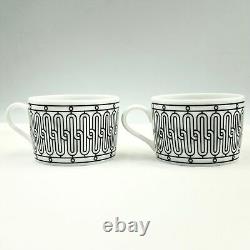 2 SetsxAuthentic HERMES Tea Cup Saucer H Deco French Porcelain Tableware withBox