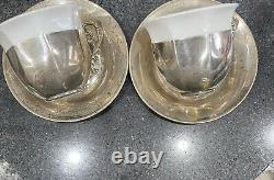 2 Solid Silver 925 Teacups With Silver Saucers. Over 170g Of Silver