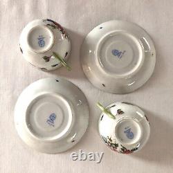 2 Vintage Teacup Set Fruit & Flowers Herend Hungary Hand-painted Gold Trim #1726
