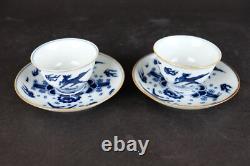 2 sets of Blue and White Wine tea Cups 20th C