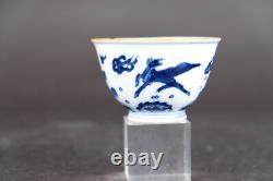 2 sets of Blue and White Wine tea Cups 20th C