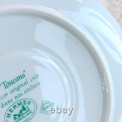 2 sets x HERMES Paris Tea Cup Saucer Porcelain Toucans Bird Genuine Used