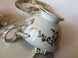 2x Antique Coalport Adelaine shape tea cups & saucers batwing handle c1840