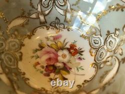 2x Antique Coalport Adelaine shape tea cups & saucers batwing handle c1840