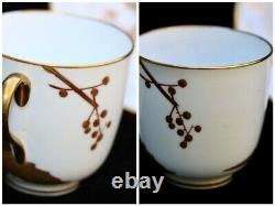 $300 BRITISH ANTIQUE vintage BONE CHINA TEA CUP SAUCER gold BIRDS hand painted