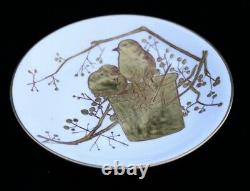 $300 BRITISH ANTIQUE vintage BONE CHINA TEA CUP SAUCER gold BIRDS hand painted