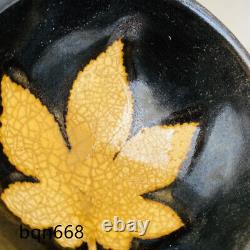 3.3 Antique Song dynasty Porcelain jianzhan 1set Black glaze leaf tea cups bowl