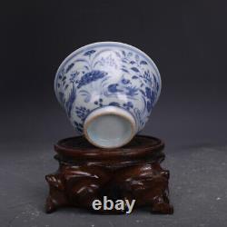 3.54 Chinese Porcelain Yuan Dynasty Blue And White Mandarin Duck Tea Cups