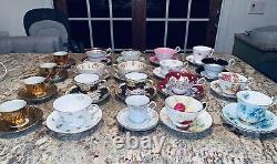 42 ANTIQUE COLLECTION Tea Cup & Saucer Bone China Set White Gold Floral England