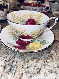 42 ANTIQUE COLLECTION Tea Cup & Saucer Bone China Set White Gold Floral England