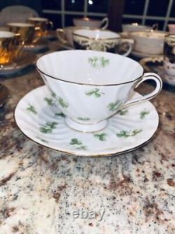 42 ANTIQUE COLLECTION Tea Cup & Saucer Bone China Set White Gold Floral England