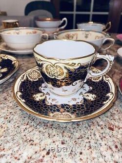 42 ANTIQUE COLLECTION Tea Cup & Saucer Bone China Set White Gold Floral England