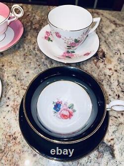 42 ANTIQUE COLLECTION Tea Cup & Saucer Bone China Set White Gold Floral England