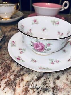 42 ANTIQUE COLLECTION Tea Cup & Saucer Bone China Set White Gold Floral England